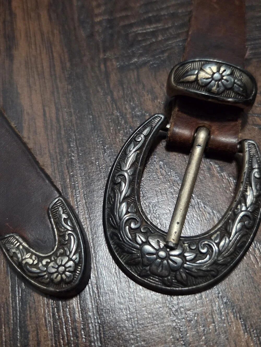 Vintage Brown Leather Western Belt Size L